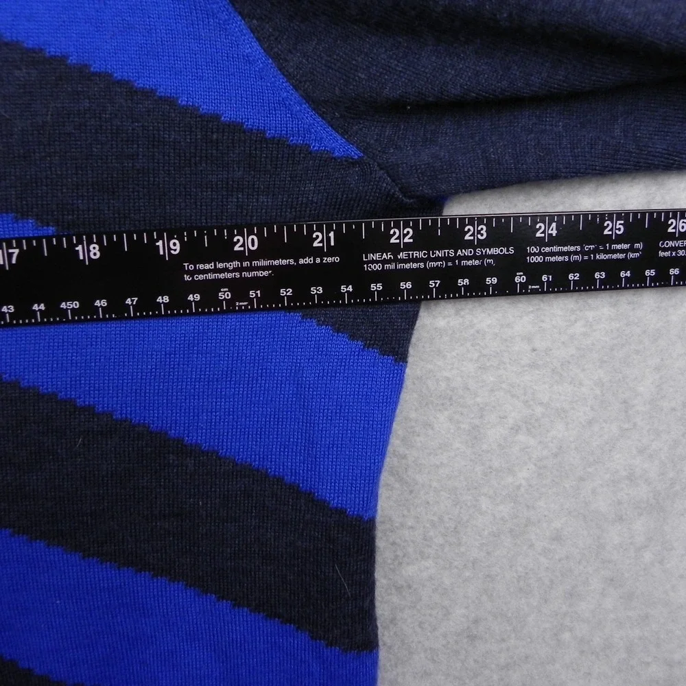 Nike Golf Sweater Mens Large 1/4 Zip Pullover Mock Neck Blue Striped Long Sleeve